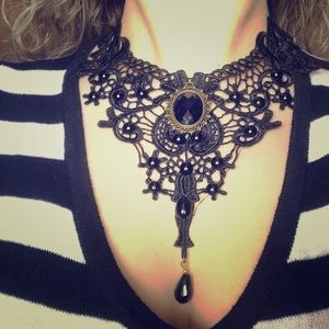 Goth style lace necklace